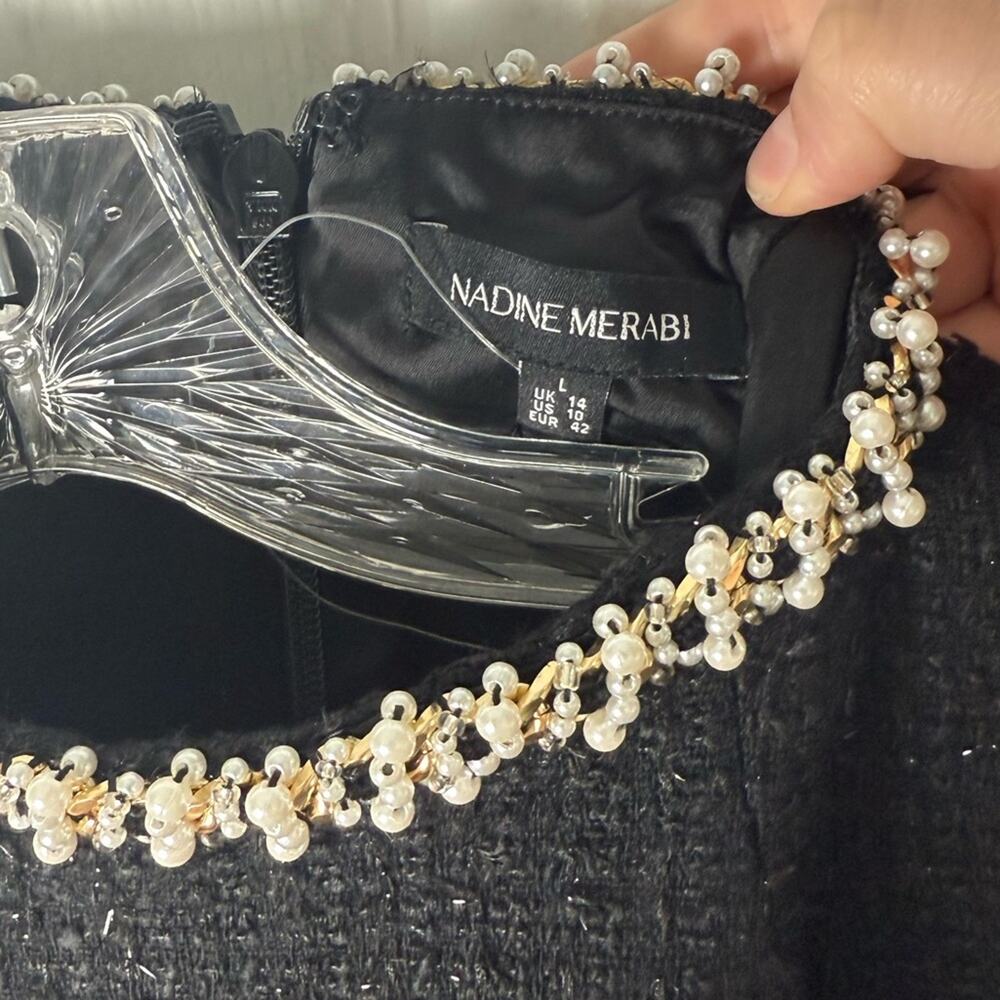 Nadine Merabi Simone Black Mini Dress 10 - Picture 8 of 8